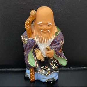 Vintage Signed Kutani Fukurokuju God Of Longevity & Wisdom 6” Porcelain Figurine